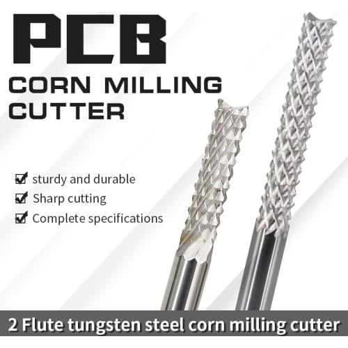AUGT 3.175/4/6mm Carbide Tungsten PCB Corn Teeth Milling Cutter Bits Cnc End Mill CNC Router Bits For Engraving Machine Tools