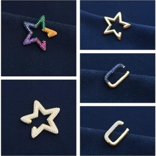Itenice Multiple shapes Color rhinestones Earcuffs Earrings For Women Multi-Hoop Ear Cuff Romantic Star Rectangle Boho Ear Clips