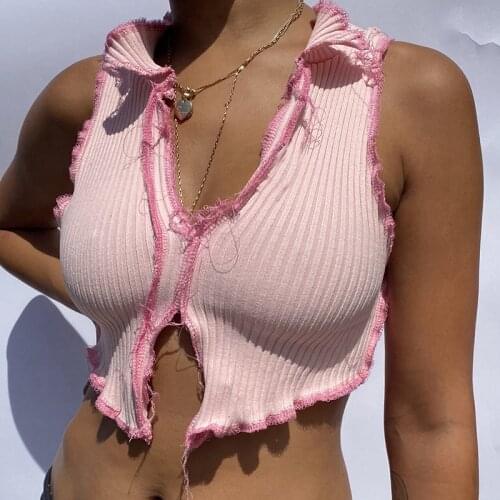 Sexy Camisole Women Ribbed Knitting Crop Tops Summer Fashion Club Party Wear Tank Tops Y2K E-girl Vest Female Tee