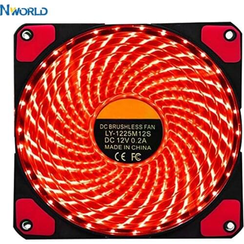 120mm PC Computer Case Fan Heatsink Cooler 16dB Ultra Silent 33 LEDs Cooling with Anti-Vibration Rubber 12CM Fan