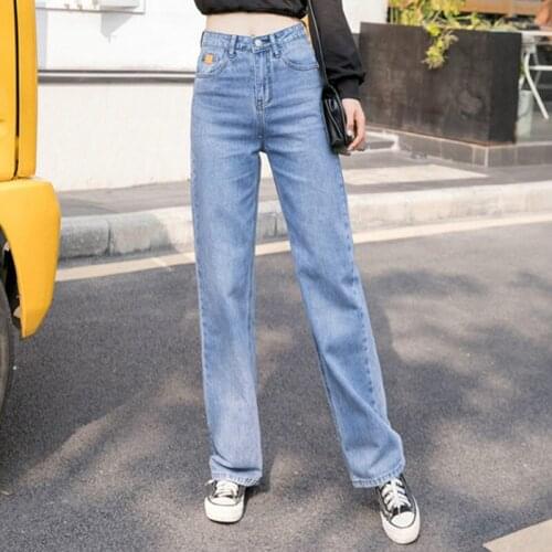 Vintage Wide Leg Woman Jeans for Women Mom High Waisted Jeans Blue Casual Long Trousers Korean Streetwear Denim Pants 2019Summer