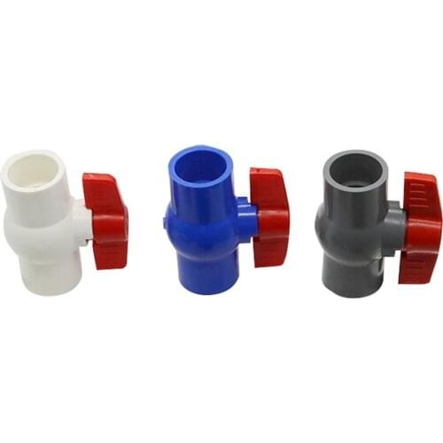 Water Supply White Blue Grey PVC Plastic Slip Ends Ball Valve 32mm to 32mm Inner Diameter 2-Way Water Flow Controller Switch