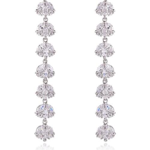 YANMEI Trend Elegant Colorful and Crsytal Long Drop Earring for Women Wedding Party Jewelry Gift Boucles d'oreilles E3972