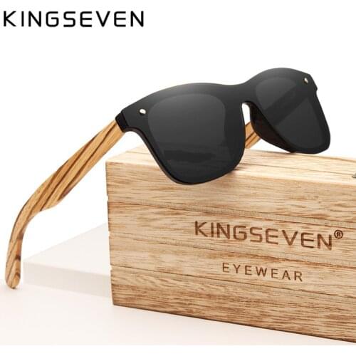 KINGSEVEN Gray Polarized Lens New Zebra Wood Sunglasses Women Men Luxury Brand Vintage Wooden Sun Glasses Retro Eyewear