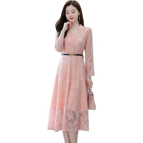 Women Long Sleeve Slim A-line Party Robe Fashion Sequins Lace Embroidery Dress New 2021 Autumn High-grade Ladies Maxi Dresses