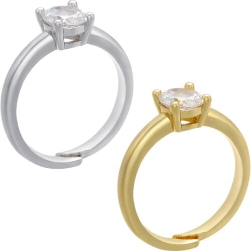 ZHUKOU 2021 NEW Rings for women gold/silver color Zircon adjustable rings Women Engagement Ring Fashion jewelry wholesale VJ78