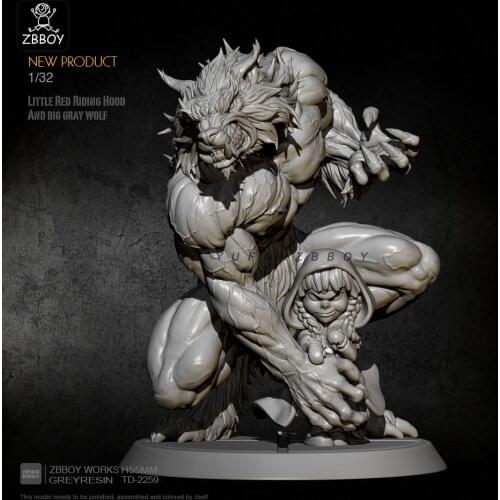 1/24 Reisn Figure Kits Little Red Riding Hood and the Giant Wolf Guardian Model Kits TD-2259