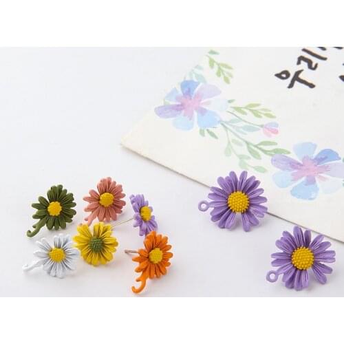 10pcs Korean Fresh Stud Earrings For Women Girls Frosted Spray Daisy Lowers Needle Jewelry Earring Material Diy Accessories