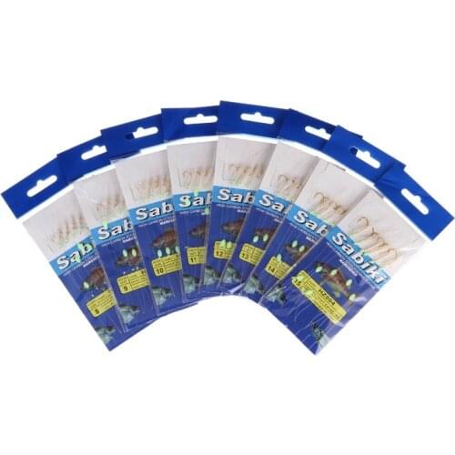 10Packs/Bag Sea fishing pesca sabiki & piscatore rigs baits with barbed hooks Fake Lure Set