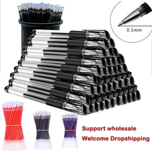 12Pcs Gel Pen Refill Set Black Blue Red ink ballpoint pen Bullet tip 0.5mm Office School Writing supplies Stationery Wholesale