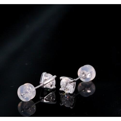 14K White Gold 5mm Each Moissanite Stud Earring White Moissanite 1.0ctw Engagement Wedding for Women
