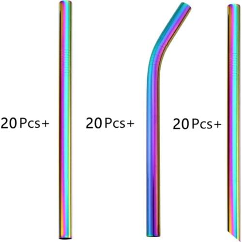 60Pcs 12mm Drinking Straw Reusable Metal Straws Set Sharp Bubble Tea Straws 304 Stainless Steel Bar Pearl Milkshake Fat Straw