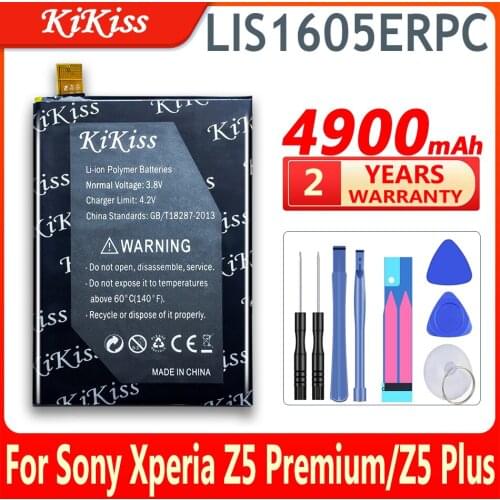 KiKiss 4900mAh Battery for SONY Xperia Z5 Premium Z5P Dual E6883 E6853 LIS1605ERPC Phone Batteries Batterie Bateria + Gift Tools