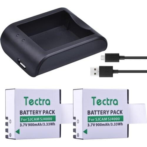New 3.7V 2Pcs SJCAM SJ4000 Battery +USB Charger for SJCAM SJ4000 SJ 5000 SJ6000 SJ7000 SJ8000 SJ9000 and SJ M10 Cameras