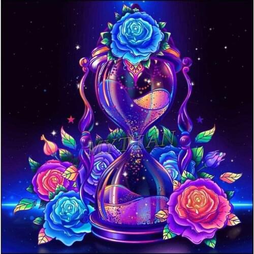 Full square/round 5D DIY diamond painting Fantasy purple hourglass rose Embroidery Pattern cross stitch kit mosaic home decor