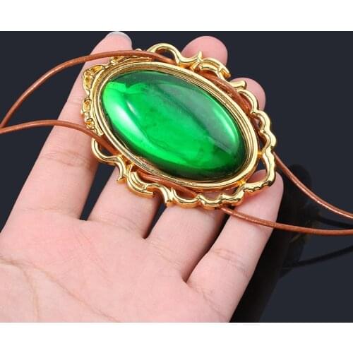 Anime Violet Evergarden Cosplay Necklace Rope Chain Green Pendant Necklace for Women Party Jewelry Christmas Gift