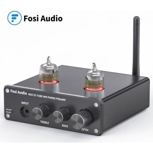 Fosi Audio Bluetooth Phono Preamp for Turntable Phonograph Preamplifier With GE5654 Vacuum Tube Amplifier HiFi BOX X3