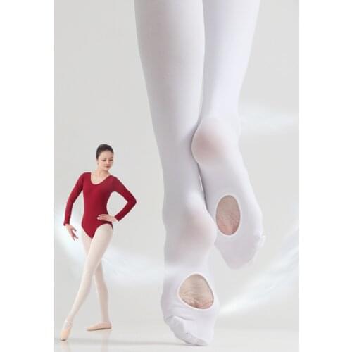 Ballet stockings adult girl pantyhose seamless 60D hole white velvet convertible dance stockings pink Adult ballet tights