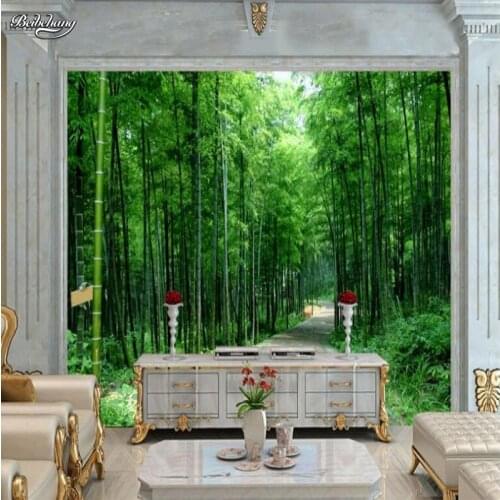 Beibehang Custom large fresco high-end atmosphere fresh bamboo forest shocked 3D mural backdrop wall non-woven fabric wallpaper