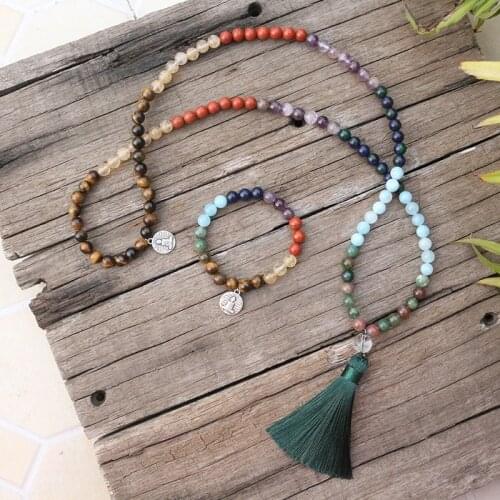 8mm Natural Stone Beads,Amethyst,Tigers Eye,Red Stone,JapaMala Sets,Spiritual Jewelry,Meditation, Inspirational, 108 Mala Beads