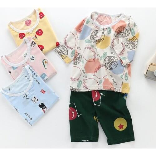 Baby Pajamas Short Sleeve Cotton Pyjamas Kids Clothes Sets Cartoon Big Boys Sleepwear Cute Pajamas For Girls Summer Pijamas Suit
