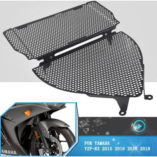 For Yamaha YZF-R3 YZFR3 yzf r3 2015 2016 2017 2018Motorbike CNC Radiator Grille Guard & Header Guard Oil Cooler Protection Cover
