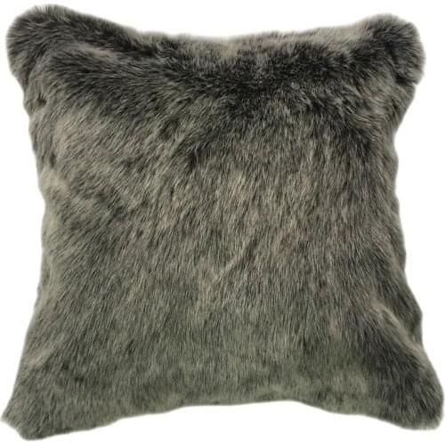 Home Decorative Dark Grey Faux Fur Cushion Cover Acrylic Sofa Throw Pillow Case For Living Room