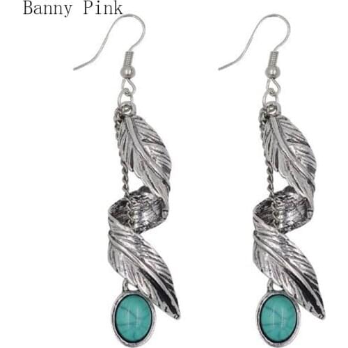 Ethnic Alloy Leaf Pendant Dangle Earrings For Women Vintage Alloy Geo Drop Earrings Fashion Jewelry Pendientes Chunky Earrings