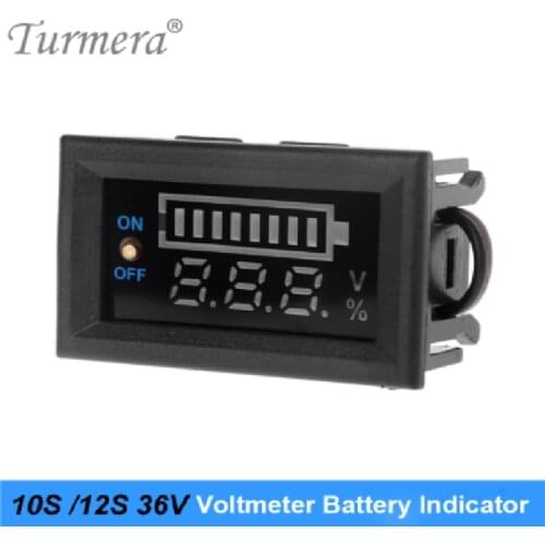 Lithium Lifepo4 Battery Indicator 10S 12S 36V Voltmeter Display with Switch Battery for E-scooter and 36V 42V E-Bike Use Turmera