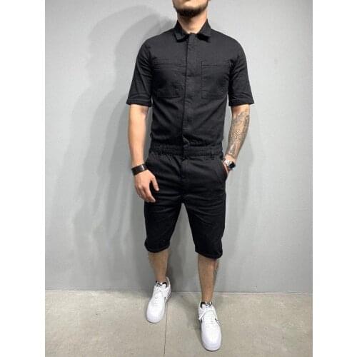 2020 mens jumpsuit One-piece Man Playsuit Summer Zipper Short Sleeve onesie Male Jumpsuit Streetwear Overalls style hot