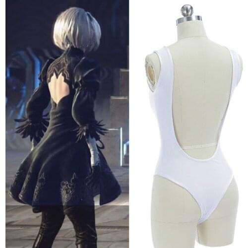 Cos NieR Automata Heroine 2B YoRHa No. 2 Type B Cosplay Costume Deep V T Back Tights Corset Underwear Underpants Sukumizu