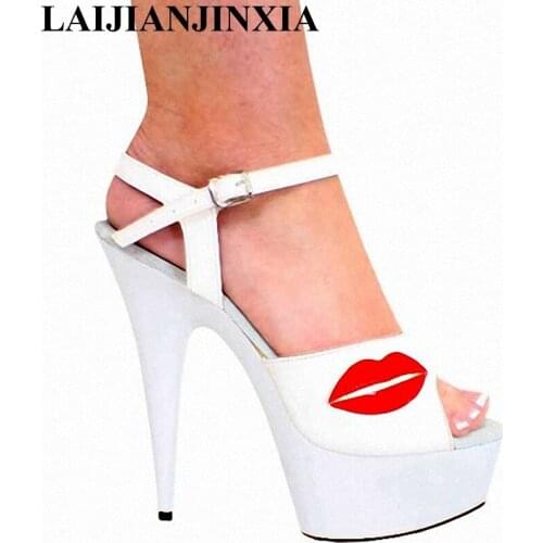 LAIJIANJINXIA original single womens shoes Leisure beautiful white fish mouth sandals 15 cm high with super waterproof shoes