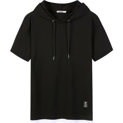Maxulla summer hooded t-shirt men tee streetwear slim fit stylish solid short sleeve Hooded Tee shirt men Mla066