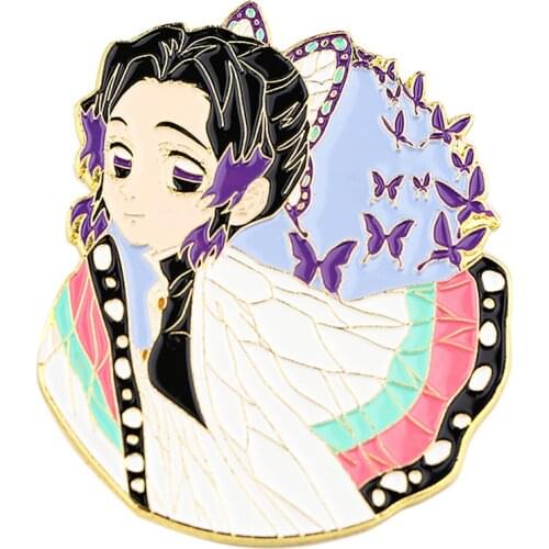 Anime Demon Slayer Kimetsu No Yaiba Cosplay Cartoon Costume Props Metal Badge Pin Alloy Brooch Backpack Collar Lapel Pin Hat