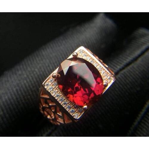 Real And Natural Red Topaz Man ring Free shipping 925 sterling silver 10*12mm gem For men Fine handworked jewelry