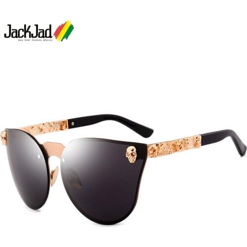 JackJad 2020 New Fashion Skull Head Decoration Sunglasses Cool Trend Brand Design Cat Eye Style Sun Glasses Oculos De Sol 6006