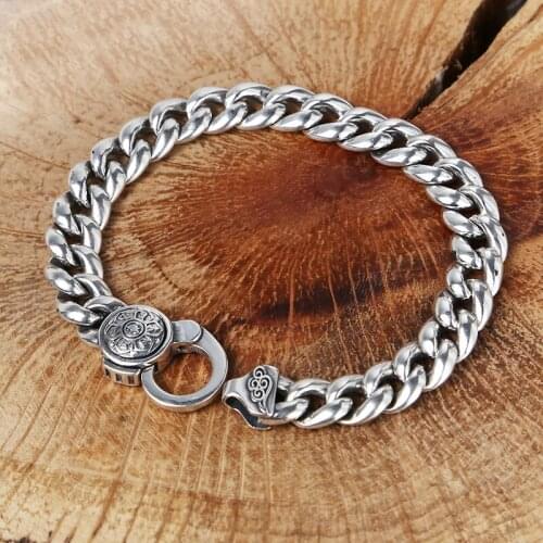 New Personality Men bracelet 925 Sterling Silver Fashion Six Words Style Vintage Bracelet & Bangle Best Gifts Simple Jewelry