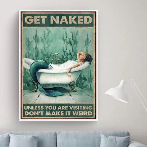 Mermaid Nude Logo Quote Print Poster Unless You Are Just Visiting Interesting Modern Canvas Painting Bathroom Nordic Home Decor