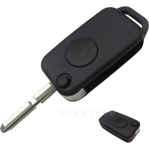 OkeyTech 1 Button Flip key shell 4 track Folding Keyless Entry Remote Key Fob Case Shell For Mercedes Benz C E S ML SL ML55 AMG