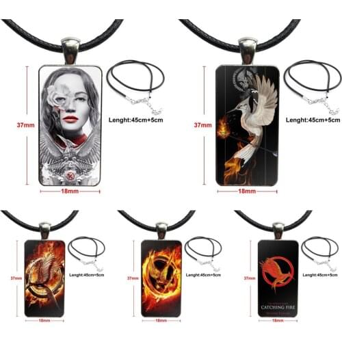 Necklace Fashion Long Chain With Rectangle Necklace Jewelry For Women Jewellery The Hunger Games Movie Logo Remarkable