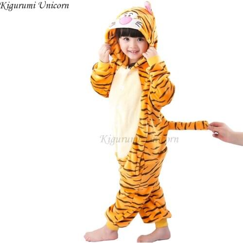 Kigurumi Unicorn Pajamas Childrens Pajamas for Boys Girls Flannel Cat Stich Pijamas Set Animal Sleepwear Winter Onesies 4-12