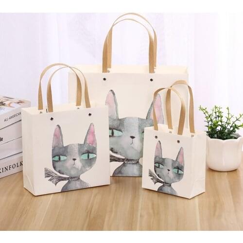 Gift Bag Cat Paper Tote Bag Gift Bag Birthday Companion Hand Gift Bag for Wedding Candy Favor Bag with Handles