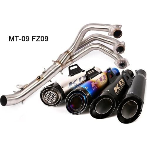 Full Exhaust System for Yamaha FZ09 MT-09 Tracer Motorcycle Header Middle Pipe Slip On 51 mm Escape No DB Killer Carbon Fiber