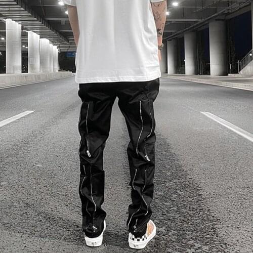 Harajuku Back Zipper Straight Loose Casual Trousers Mens High Street Oversize Vibe Baggy Cargo Pants Hip Hop Baggy Overalls