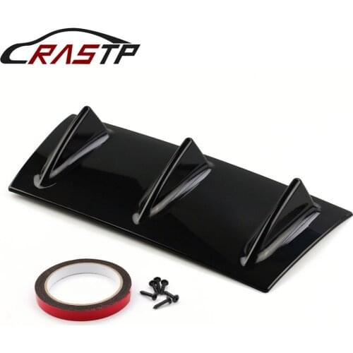 RASTP-ABS Plastic Universal Rear Bumper Lip Chassis Diffuser Spoiler 3 Fin Shark Fin Style RS-LKT025S