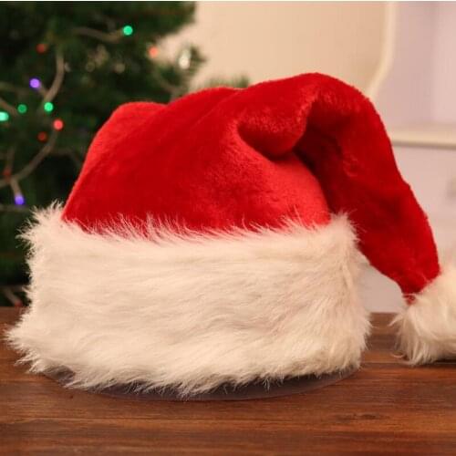 Christmas Decorations Thick Winter Warm Plush Red Santa Hat Christmas Cap Santa Claus Hat LX8823