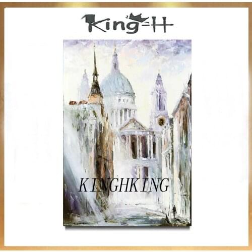 Hand-painted city architectural landscape art oil painting quality of London mural painting on the canvas beautiful castle decor