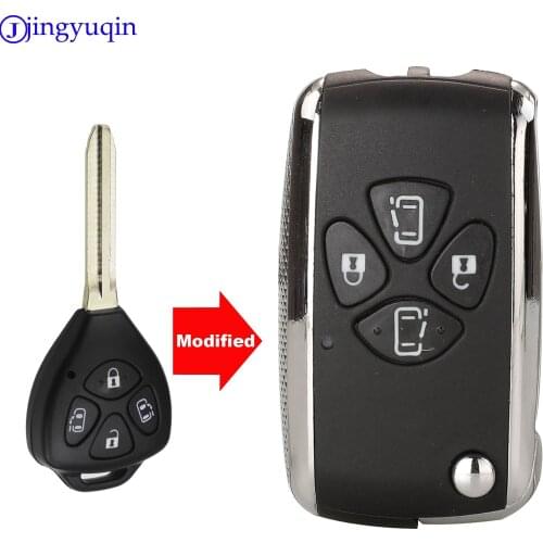 Jingyuqin Replacement 4 Buttons Modified Flip Remote Car Key Shell Fob Case For Toyota Corolla RAV4 Camry Avlon