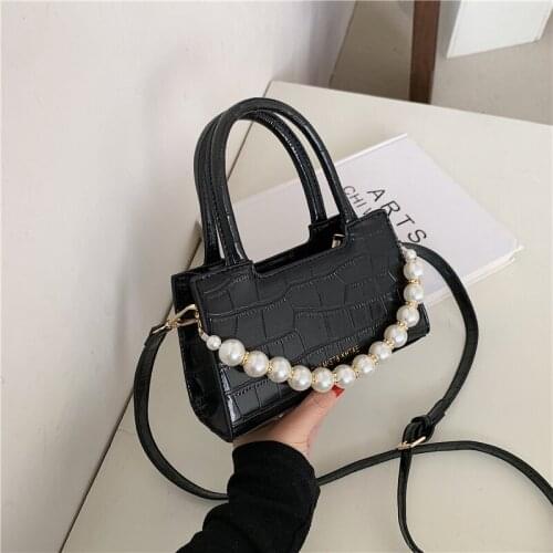 Stone Patent Leather Bag Pearl Small Purses and Handbag Bag Women Designer Crossbody Bags for Women 2021 Fashion Bolsa Feminina