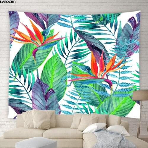 Tropical Green Tapestry Wall Hanging Palm Foliage Banana Leaf Bohemian Home Decor Background Cloth Living Room Big Tablecloth